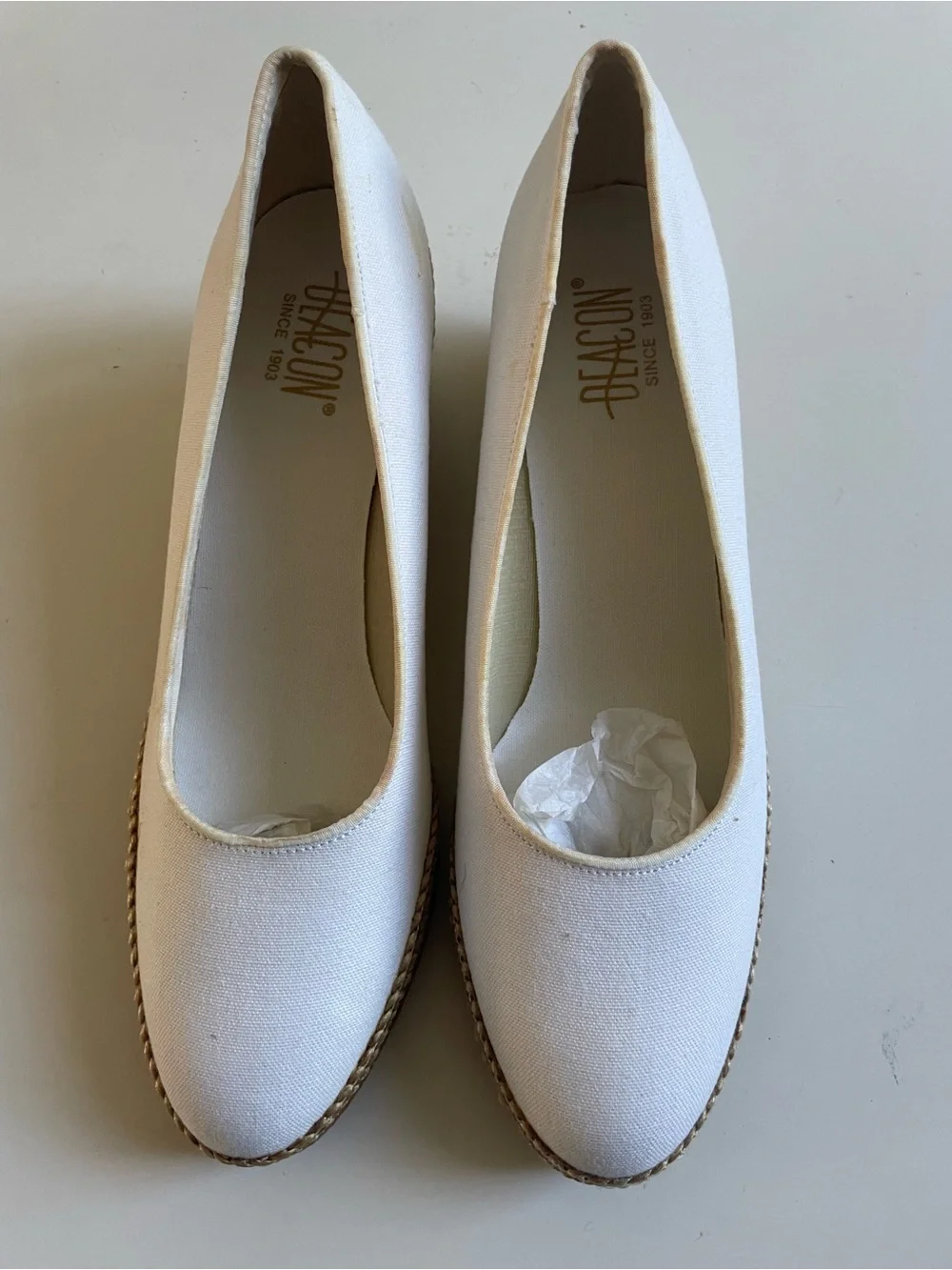Cream Espadrille Wedge Ballet Flats for Women